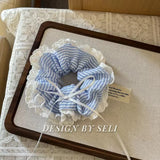 DAIIIBABYYY  -  French Fashion Plaid floralScrunchies for Hair  bow ribbon French girlish ponytail tie hair accessory versatile Hair ties