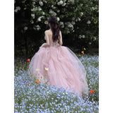 Daiiibabyyy  Fairy Blush Pink Wedding Dresses Off Shoulder Tulle A-Line Photos Shoot Dresses Bridal Dress Elegant Prom Gowns Customized