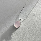 Daiiibabyyy  Korean Silver Color Oval Aquamarine Pendant Necklace Ladies Girls Luxury Snake Chain Necklace Fashion Jewelry Accessories