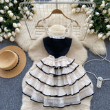 DAIIIBABYYY  -  Elegant Beading rhinestone pleated slip sweet Dress Summer Beach Vacation Vestidos Slim Women dresses