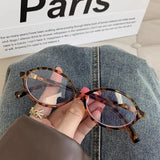 DAIIIBABYYY  -  Korean Retro Oval Frame Anti-Blue Light Glasses Women Men Ins Trendy Leopard Print Plain Glasses Girl Y2k Accessories Eyeglasses