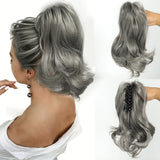 Daiiibabyyy  Synthetic Ponytail Extension Short Wave Curly Ponytail Clip in Claw Hair Extension Natural Synthetic Hairpiece for Women