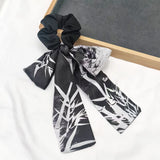 DAIIIBABYYY  -  Printed Bow Hair Rope Elegant Ribbon Ponytail Hair Band For Women Sweet Rubber Band Hair Ring Fashion Headdress Hair Accessories
