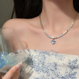 Daiiibabyyy Silver Color Opal Necklace for Women Girl Liquid Lava Star Irregular Jewelry 925 Stamp Birthday Gift Dropshippping
