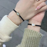 DAIIIBABYYY  -  Natural Moonstone Obsidian Bracelets Minimalist Fidget Bracelet Handmade Cute Black White Cat Bracelet Jewelry Party Accessories
