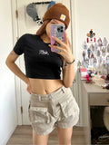 DAIIIBABYYY  -  American Retro Denim Shorts Women Pocket Cargo Short Pants Streetwear High Waist Split Summer Jeans Shorts Bottom Y2k