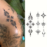Daiiibabyyy  1 Sheet Totem Tattoo Sticker Suitable for Temporary Tattoos on The Neck Shoulders Hands and Ankles Featuring Rectangular Flowers
