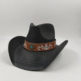 Daiiibabyyy  Summer cowboy straw hat for woman hand-woven hollow design imitation jade sapphire hat summer sun hat for man2022
