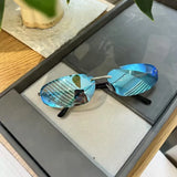 Daiiibabyyy  Trendy Stylish Sun Glasses for Women Oval Shape Anti-reflective Sunglasses Women European American Men’s Sunglasses