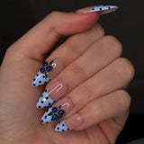Daiiibabyyy  24pcs Almond Shaped False Nails Dopamine Wearing Summer Starry Polka Dot Printed Y2k Fake Nails INS Fashion Press on Nails