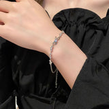 Daiiibabyyy 925 Sterling Silver Thai Silver Bracelet for Women Vintage Geometric Heart Love Lucky Punk Jewelry New Dropship