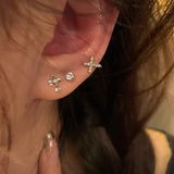 Daiiibabyyy  6Pcs/set Silver Color Rhinestone Cross Stud Earrings For Women Fashion Punk Earring Sets Trendy Jewelry Gifts