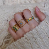 Daiiibabyyy  Geometric Open Adjustable Gold Color Ring Metal Multi Layers Hollow Rings for Women Men Fashion Jewelry Party Accessories