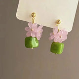 DAIIIBABYYY  -  Trendy Cute Pink Flower Resin Acrylic Plant Pendant Charmss Statement For Women Summer Holiday Party Scene Accessories Jewelry