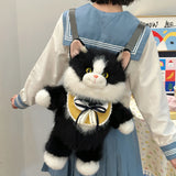 Daiiibabyyy  Cute Realistic Ragdoll Backpack Women Cat Plush Doll Small Capacity Daypack Lolita Cartoon Personality Mochilas Mujer