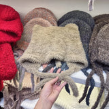 Daiiibabyyy  Y2k Warm Knitted Hat Cute Bear Ear Wool Hat Fashion Solid Color Couple Cold Cap Crochet Ear Protection Hat Autumn Winter