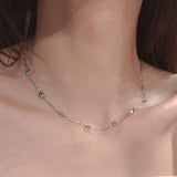 Daiiibabyyy  Romantic Colorful Rhinestones Tassel Necklaces for Women Bohemian Simple Zircon Heart Necklaces Y2K Friendship Jewelry Gifts