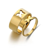 Daiiibabyyy  New Arrival Trendy Stainless Steel Bat Couple Rings for Women Men Punk Opening Hip Hop Rock Finger Jewelry Set Gift Colorfast