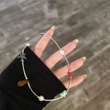 Daiiibabyyy  Cute DIY Starfish Pearl Resin Drop Beads Clavicle Chain For Women Girls Summer Vacation Necklace Jewelry