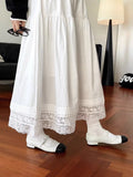 Daiiibabyyy  Basic Solid Color Lace Patchwork Long Skirts Spring Summer Aura Korean Women's Clothing High Waist Elastic Stylish Folds Skirts