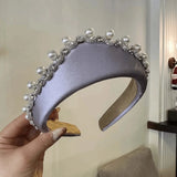 Daiiibabyyy  Headwear Irregular Wide Hairband Rhinestone Waterproof Pearls Sponge Headband Sparkling Gorgeous Rhinestone Korean Hair Hoop