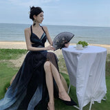 DAIIIBABYYY  -  Summer Casual Holiday Dress Women Beatutiful Halter Bandage Dress Fairy Tie-dye Backless Cut-out Seaside Beach Vestidos Sexy