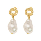 Daiiibabyyy  Fashion Simple Baroque Gold Color Irregular Imitation Pearl Dangle Earrings for Women Classic Valentine's Day Daily Wear Jewelry