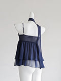 DAIIIBABYYY  -  Spicy Girl Off-shoulder Sleeveless Chiffon Camisole Women's 2024 Summer Sexy Backless Niche Scarf Suspender Tops Female Clothing