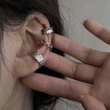 DAIIIBABYYY  -  3Pcs Minimalist Chain Clip Earrings for Women Star Ear Cuffs Simple Personalized Ear Bone Clip Y2K Accessories Trendy Jewelry