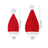 Daiiibabyyy  Merry Christmas Hat Christmas Knitted Hat Stripe Warm Santa Beanie Hat Plush Ball Crochet Parent Child Hat Happy New Year