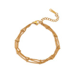 DAIIIBABYYY  -  New Waterproof 18K Gold Plated Stainless Steel Beads Chain Bracelet Three Layer Dainty Bracelets for Girls Fashion Jewelry Gift