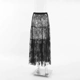 DAIIIBABYYY  -  Sexy Black Lace Long Skirt Women Y2K Streetwear Mesh Sheer Maxi Skirts Summer Dark Coquette Gyaru Harajuku Gothic Faldas
