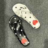Daiiibabyyy  French Love Polka Dot Bow-Pinched Toe Flip-Flops With Special High Heel Sandals For Women Summer Slippers