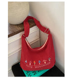Daiiibabyyy  Fashion Preppy Letter Embroidery Shoulder Bag Vintage Y2k Aesthetic Kawaii Women's Handbags Casual All Match Ins Crossbody Bags