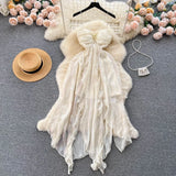 DAIIIBABYYY  -  Elegant Sexy Asymmetric Sleeveless Pleated Backless Chiffon Slip Dresses Fairy A-line Summer Slim Women Beach Vacation Clothing