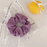 DAIIIBABYYY  -  2024 Girls Floral New Double Strand High Elastic Hair Bands Korean Purple Plaid Scrunchies Hair Ropes Flower Ponytail Holder