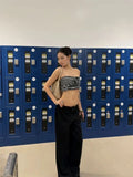 Daiiibabyyy   American Retro Black White Striped Strapless Tank Top Women Summer Short Style Temperament Slim Fit Spicy Girl Top