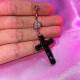 Daiiibabyyy  Punk Aesthetic Acrylic Cross Navel Bell Button Rings Sexy Accessories Body Piercing Goth Egirl Body Jewelry Fashion Navel Rings