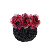Daiiibabyyy  Spring Clip Beaded Crochet Hair Clip Barrettes For Flight Attendant Women Bun Net Crystal Hairnet Cover Zircon Flower Bun Snood