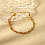DAIIIBABYYY  -  New Waterproof 18K Gold Plated Stainless Steel Beads Chain Bracelet Three Layer Dainty Bracelets for Girls Fashion Jewelry Gift