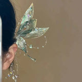 Daiiibabyyy  Vintage Colorful Crystal Butterfly Tassel Hair Stick For Women Fashion Metal U-shaped Chopstick Hairpin Hair Accessories