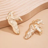 DAIIIBABYYY  -  Exaggerated Big Geometry Half Flower Metal Earrings Gothic Irregular Liquid Metal Stud Earrings Women's Banquet Jewelry