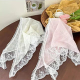 DAIIIBABYYY  -  Korean Ins Lace Hair Scarf Women Retro Triangle Hair Band Strap Hair Bag Headscarf Hat Travel Photo Headband Turban Accessorie