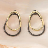 Daiiibabyyy  Punk Two Tone Hollow Geometric Irregular Metal Style Delicate Hollow Earrings Suitable Women's Y2K Jewelry Party Girls Gifts ﻿