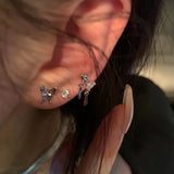 Daiiibabyyy  6Pcs/set Simple Crystal Stud Earring Set For Women Butterfly Zircon Earrings Girl Party Wedding Engagement Jewelry Accessories