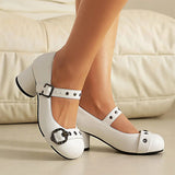 DAIIIBABYYY  -  Fashionable high heels women's Mary Jane  Shoes Buckle decoration Sweet  Single Shoes JK uniform Shoes Large size 48