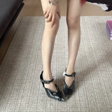 Daiiibabyyy  Women's Mary Jane Shoes French Style Retro High Heels for Woman Exquisite Pointed Tip Casual Shoes Designer Shoes Zapatos Mujer