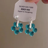 Daiiibabyyy  Ice Transparent Blue Acrylic Flower Ear Buckle Cool Temperament Earrings for Women Holiday Daily Niche Jewelry