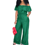 DAIIIBABYYY  -  Plus Size Shawl Sleeve Romper Women Jumpsuit Bodysuit Fashion Solid Wide Leg Pant Jumpsuit Overalls Wholesale Dropshipping