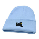 Daiiibabyyy  Sweet Cute Embroidered Cat Knitted Hat Warm Wool Knit Cap Ear Protection Embroidery Winter Caps Sports